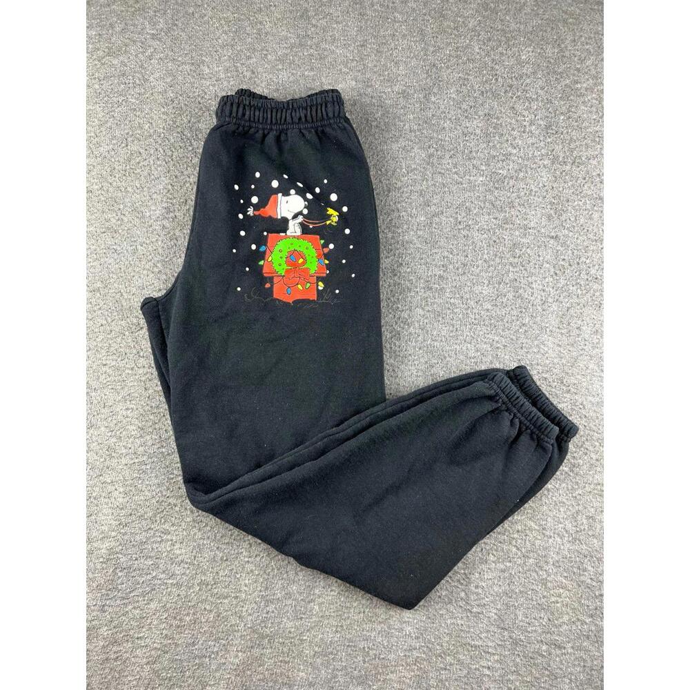 Peanuts‎ Black Snoopy Graphic Sweatpants with Elastic Waist and Ankles Size XS